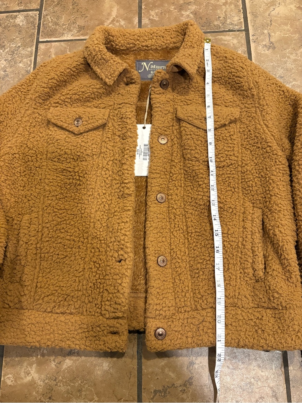 Natural Reflections Sherpa Fleece Trucker Jacket Camel Brown women’s small NWT - Picture 11 of 17